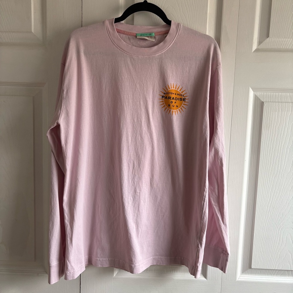 Scotch&Soda Catch The Rays Pink Cotton Aloha Spirit Long Sleeve Men’s Top L Soft